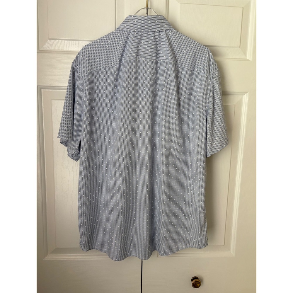 UNTUCKit Fuller Performance Shirt Men M Blue Geometric Relaxed Fit Preppy Travel - Picture 4 of 9